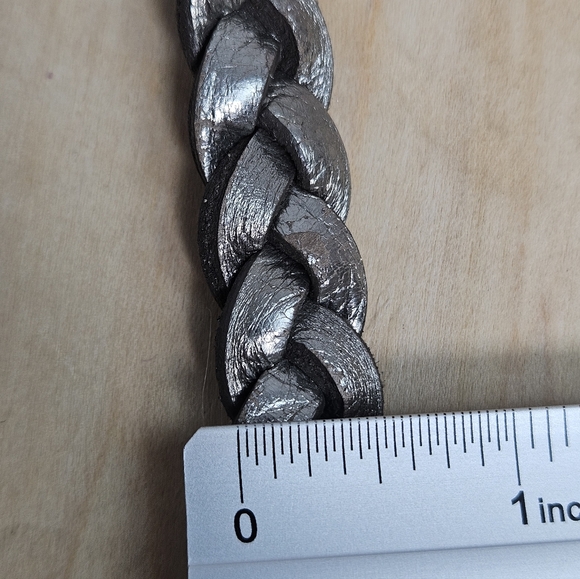 Boden Braided Leather Belts Lot of 2 0.5" Pink & Silver Size M - Picture 7 of 8